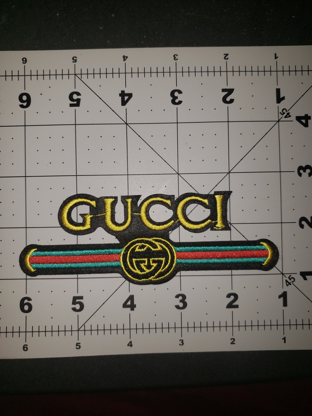 Gucci Patch in Black and Yellow with Signature Stripe